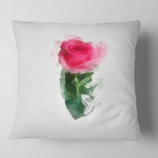 Designart Beautiful Rose With Leaves Drawing Floral Throw Pillow On Sale Overstock 20953661