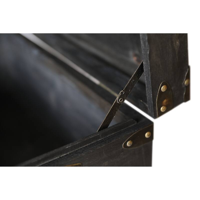 Distressed Black Medium Wooden Storage Trunk - Ash