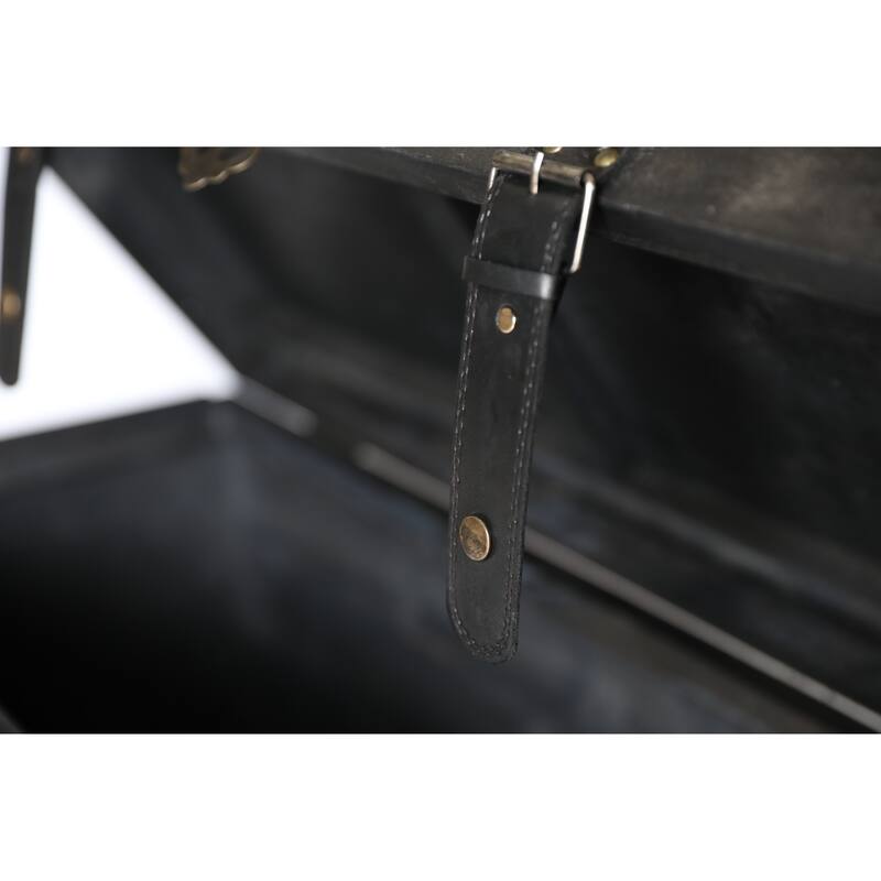 Distressed Black Medium Wooden Storage Trunk - Ash