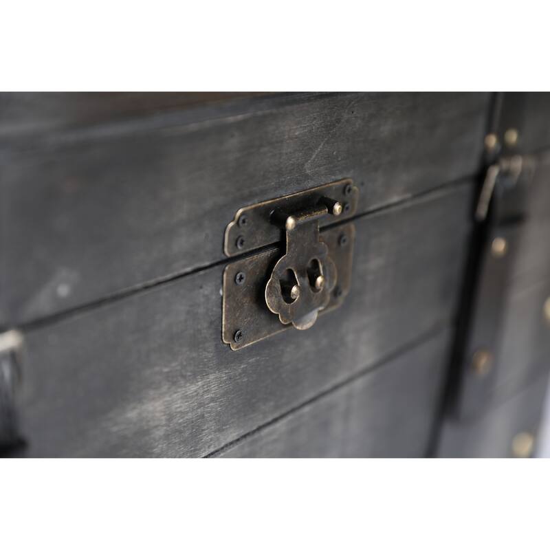 Distressed Black Medium Wooden Storage Trunk - Ash