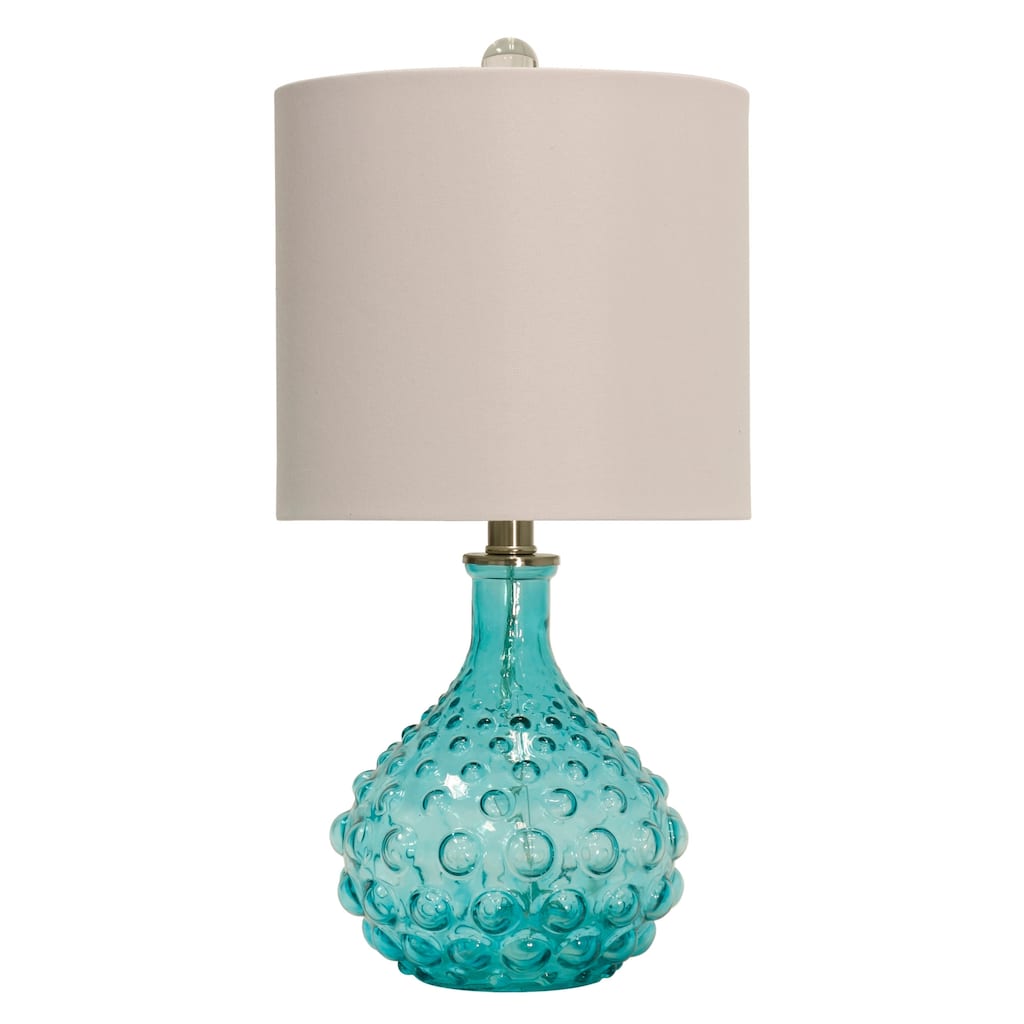 StyleCraft Blue Table Lamp - Off-White Hardback Fabric Shade