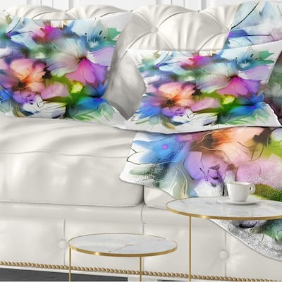 Designart 'Watercolor Floral Bouquet' Floral Throw Pillow