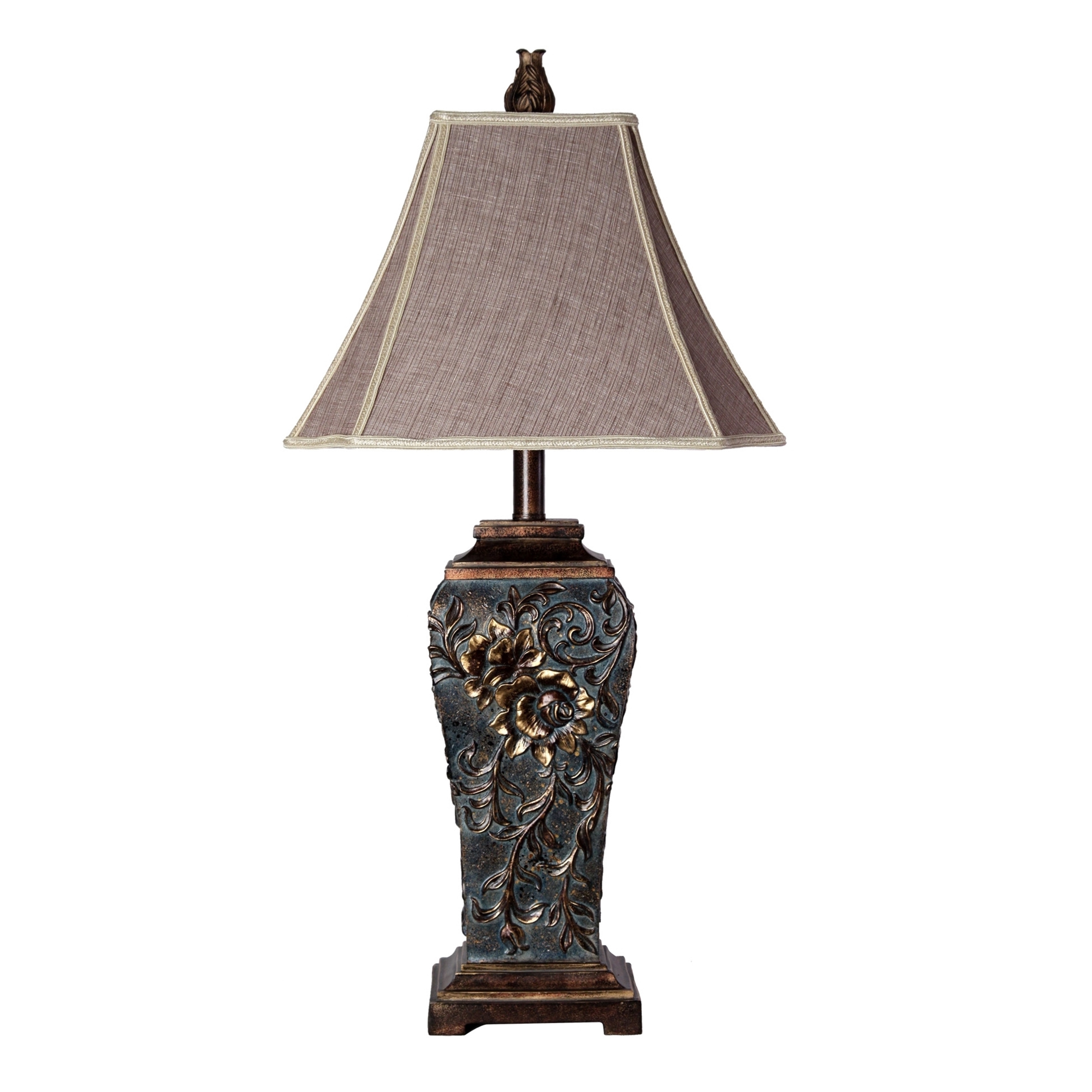 Compton Dark Blue Table Lamp Gray Fabric Shade Compton Dark Blue Table Lamp Gray Fabric Shade