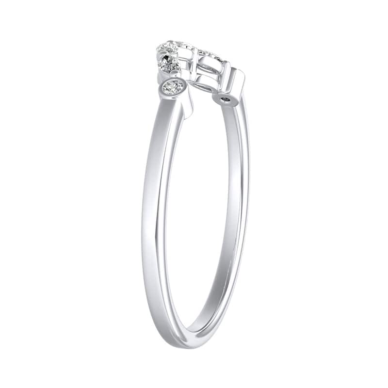 Auriya Platinum 1/10ctw Round and Marquise Diamond Wedding Band