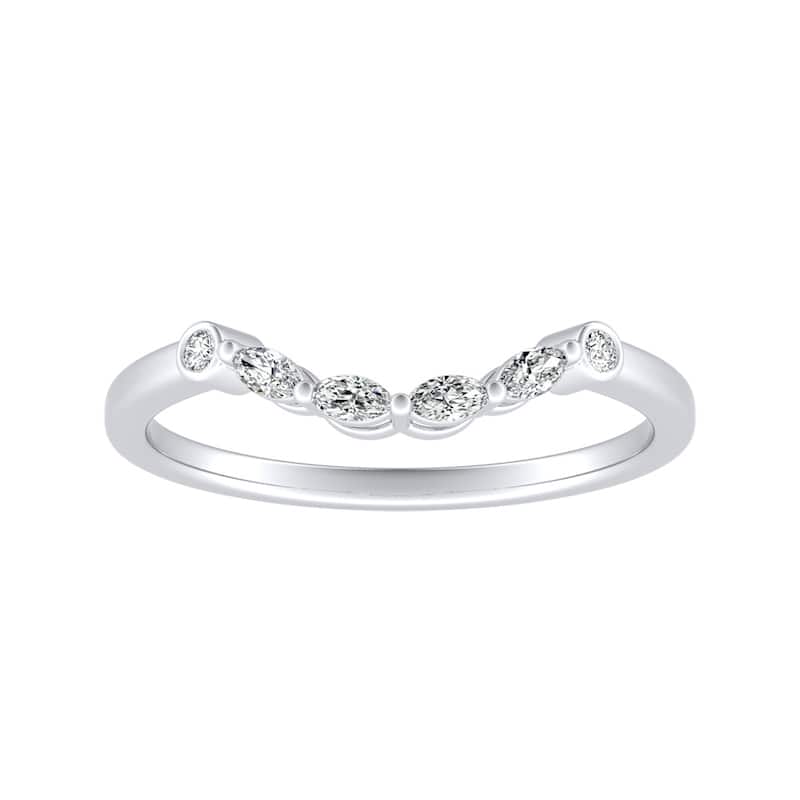 Auriya Platinum 1/10ctw Round and Marquise Diamond Wedding Band