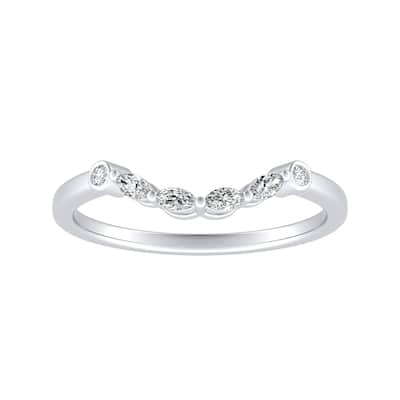 Auriya Platinum 1/10ctw Round and Marquise Diamond Wedding Band