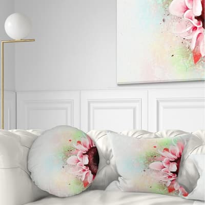 Designart 'Beautiful Pink Sunflower Watercolor' Flowers Throw Pillowwork