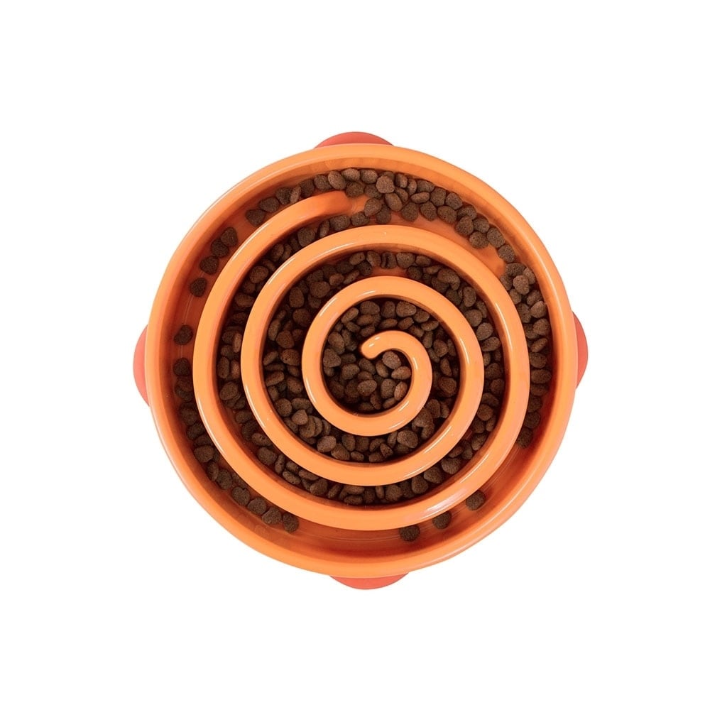 Shop Outward Hound Plastic Fun Feeder Slo Bowl Swirl Orange