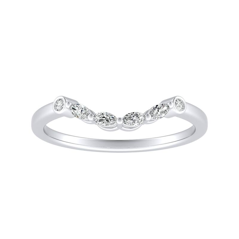 Auriya Curved 1/10ctw Round and Marquise Diamond Wedding Band 18k Gold