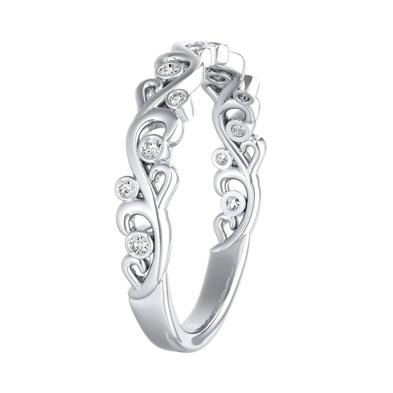 Auriya Platinum 1/10ctw Vintage Scroll Diamond Wedding Band
