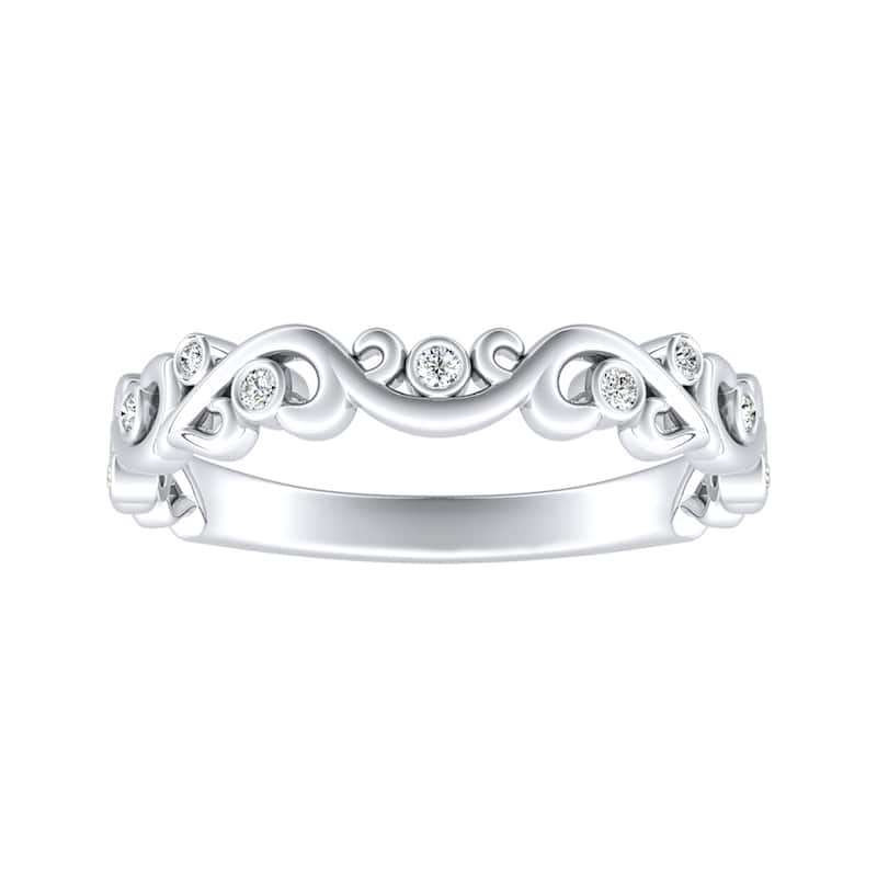 Auriya Platinum 1/10ctw Vintage Scroll Diamond Wedding Band