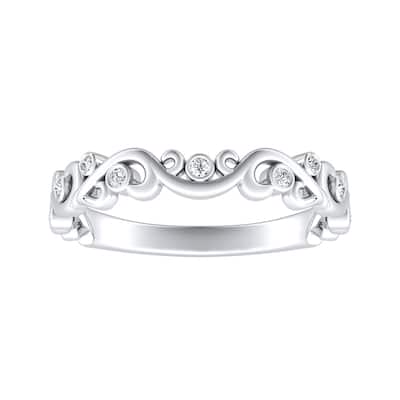 Auriya Platinum 1/10ctw Vintage Scroll Diamond Wedding Band
