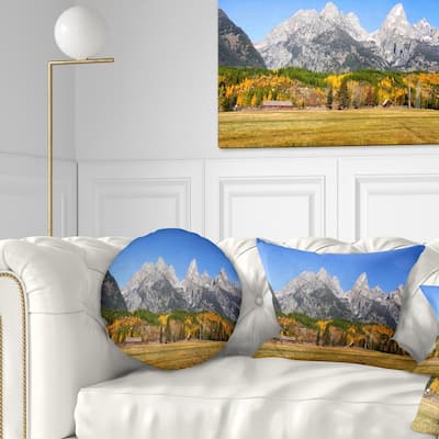 Designart 'Grand Tetons Panorama' Landscape Printed Throw Pillow