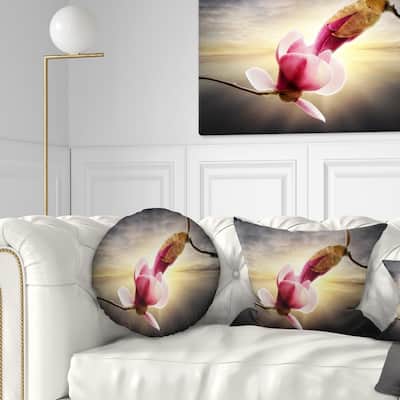 Designart 'Beautiful Magnolia Flowers' Floral Throw Pillow