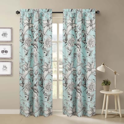 Nouvelle Home Sketch Floral Cotton Curtain Panel Pair - 84x40