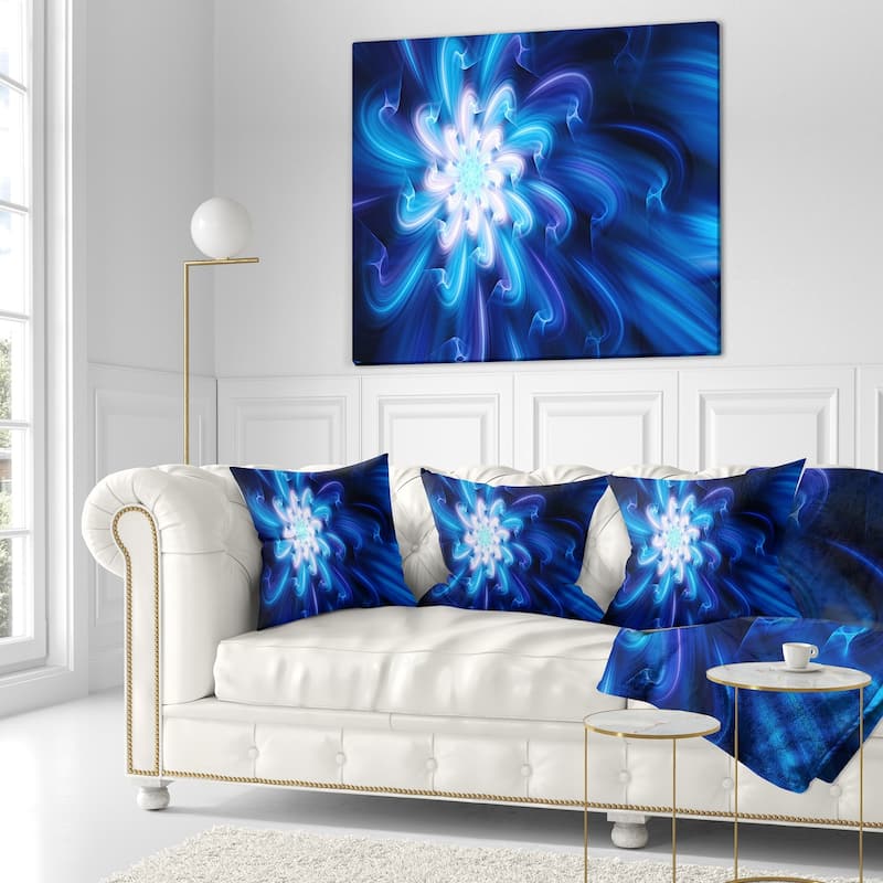 Designart 'Exotic Blue Flower Dance of Petals' Floral Throw Pillow