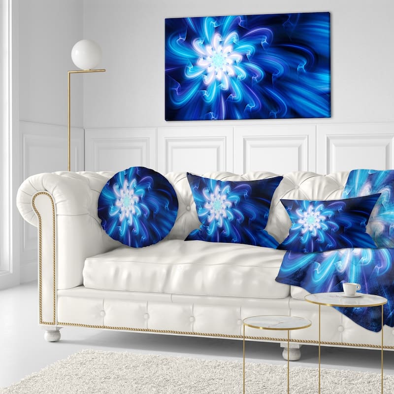 Designart 'Exotic Blue Flower Dance of Petals' Floral Throw Pillow