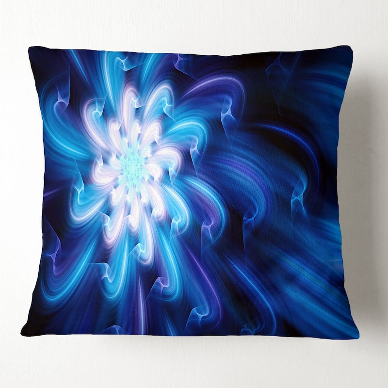 Designart 'Exotic Blue Flower Dance of Petals' Floral Throw Pillow - Square - 18 in. x 18 in. - Medium