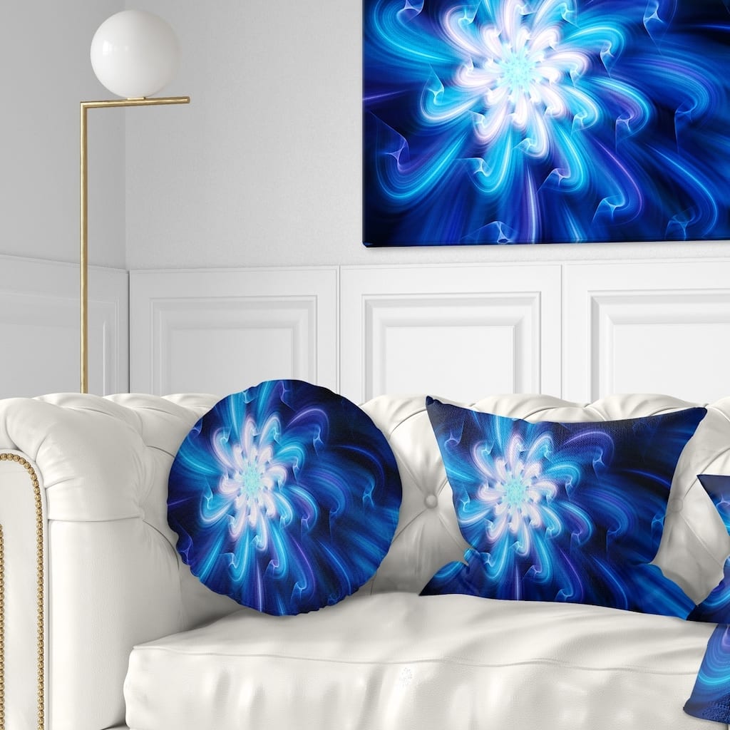 Designart 'Exotic Blue Flower Dance of Petals' Floral Throw Pillow