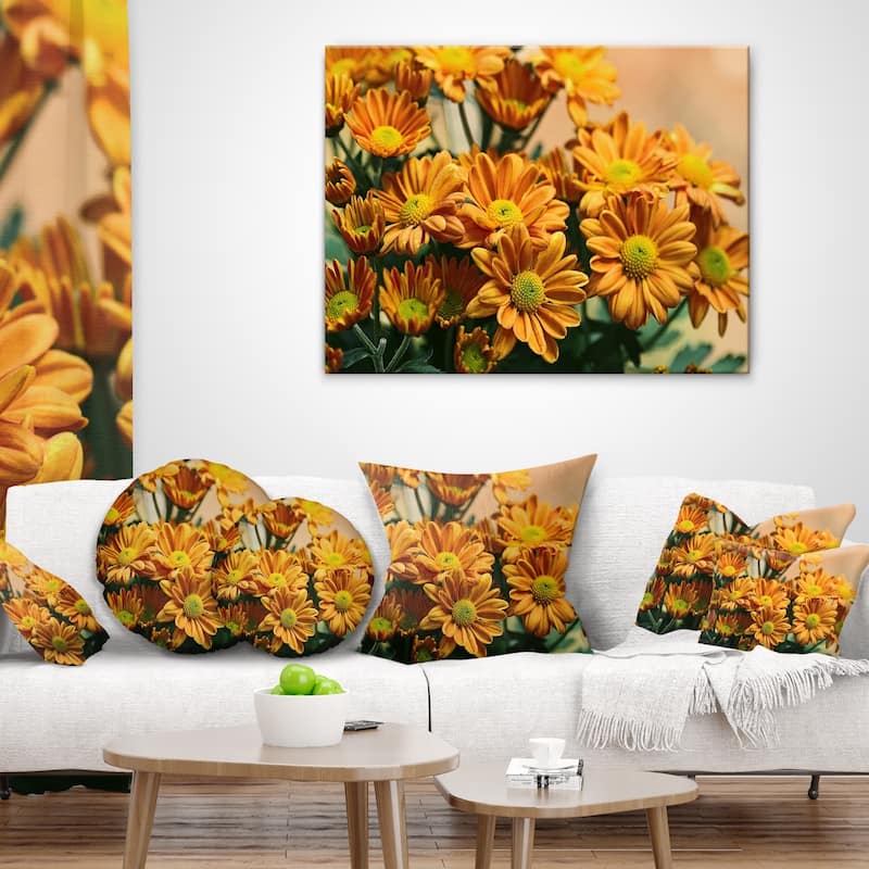 Designart 'Bright Yellow Flowers in Garden' Floral Throw Pillow