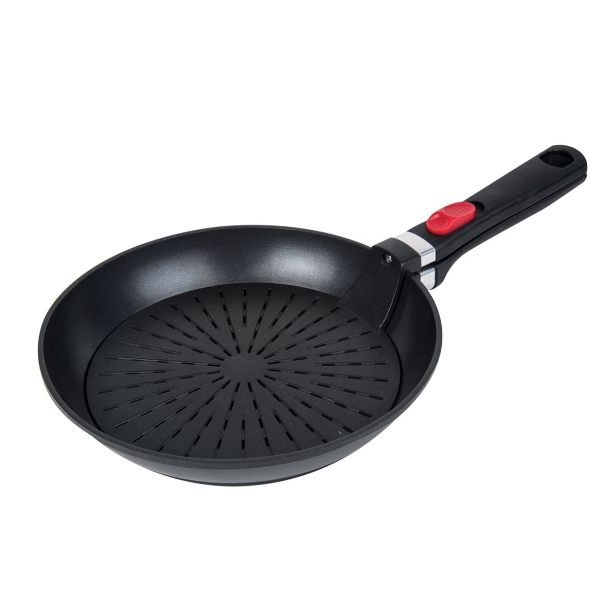 MasterPan Non-Stick Deep Grill Pan with Detachable Handle, 11 - Black