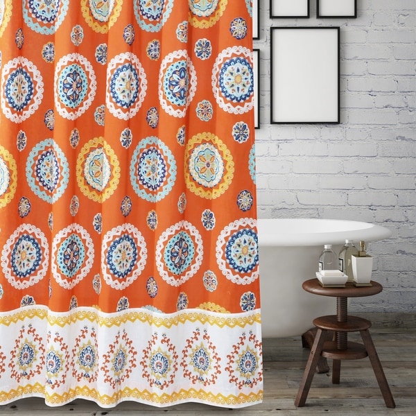 Barefoot Bungalow Rozario Tangerine Shower Curtain