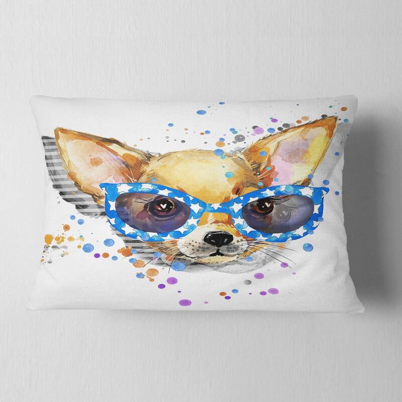 Designart 'Cute Puppy with Blue Glasses' Animal Throw Pillow