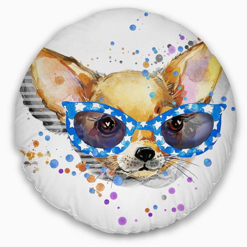 Designart 'Cute Puppy with Blue Glasses' Animal Throw Pillow