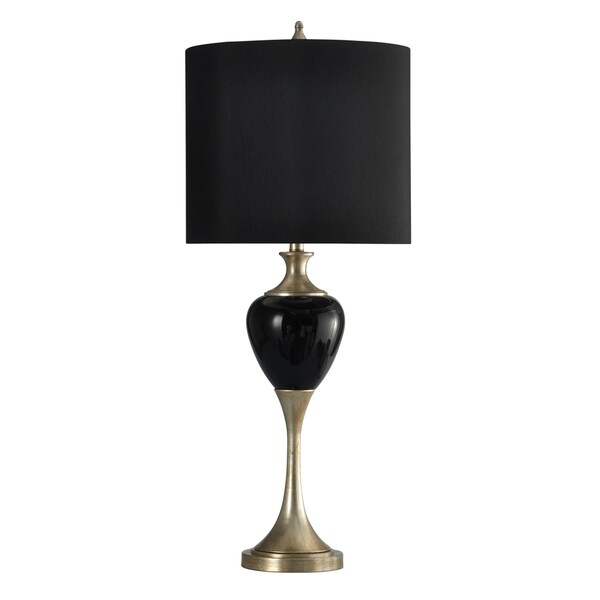 San Marco Contemporary Black And Brushed Steel Table Lamp San Marco Contemporary Black And Brushed Steel Table Lamp Hardback Fabric Shade