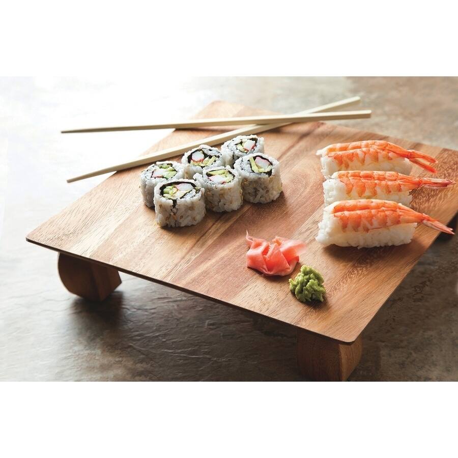 Ironwood Gourmet Kyoto Sushi Stand with Geisha Feet, Acacia Wood