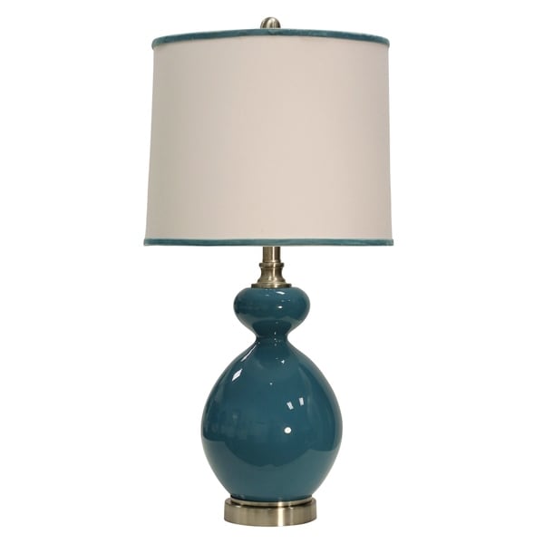 Shop Baltic Blue Finish Table Lamp - White Hardback Fabric ...