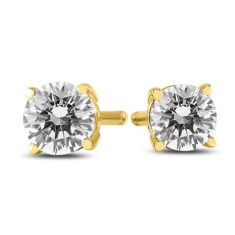 1/4 Carat TW Round Diamond Solitaire Stud Earrings In 14k Yellow Gold