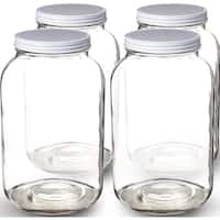 1-Gallon Glass Jar Wide Mouth with Airtight Metal LidMason Jar for Fermenting, Kombucha, Kefir, Storing and Canning Uses Clear