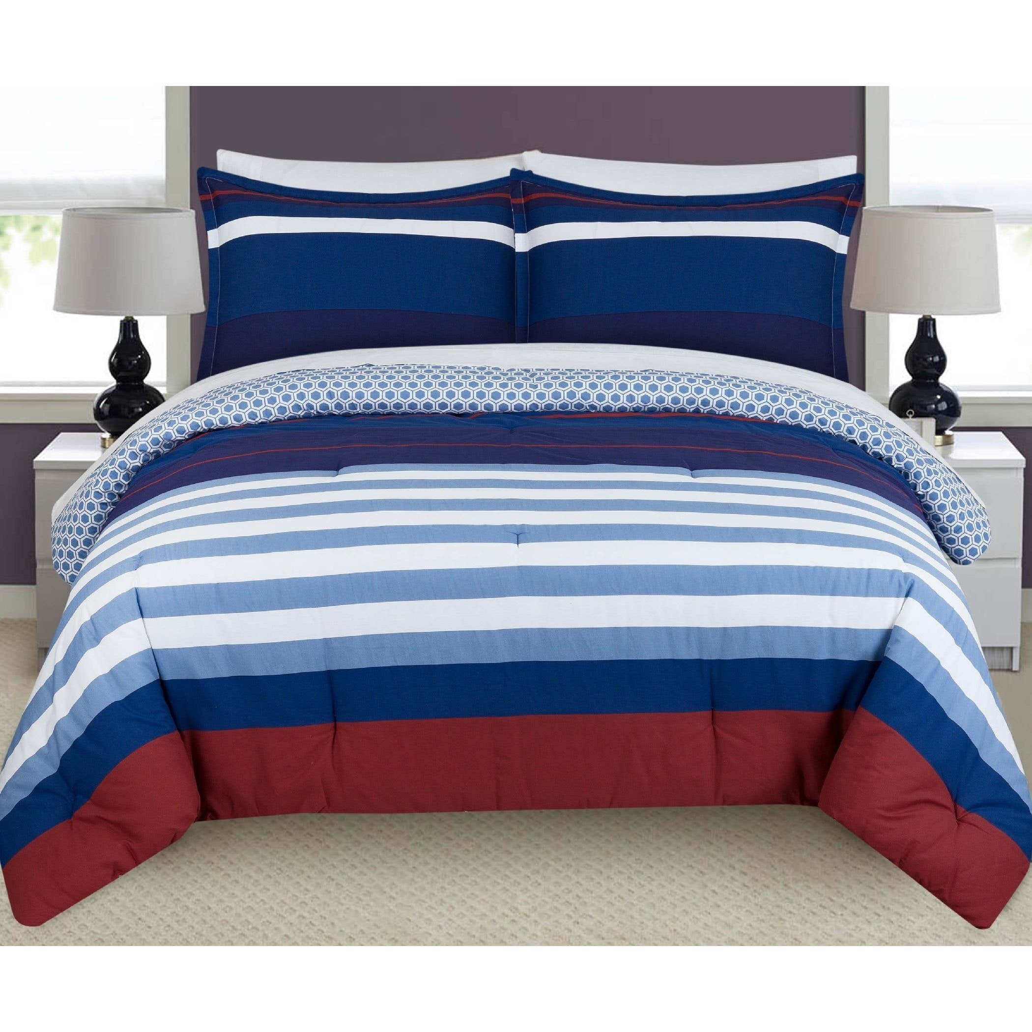 Shop Nouvelle Home Nautical Stripe Reversible Cotton Duvet Set