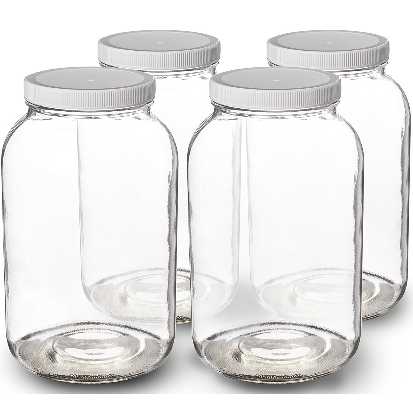 1 Gallon Glass Jar Wide Mouth With Airtight Plastic Lid Usda Approved Bpa Free Dishwasher Safe Clear 4 Pack White Overstock 20955294