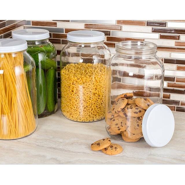 1Gallon Glass Jar Wide Mouth with Airtight Metal Lid USDA Approved BPA