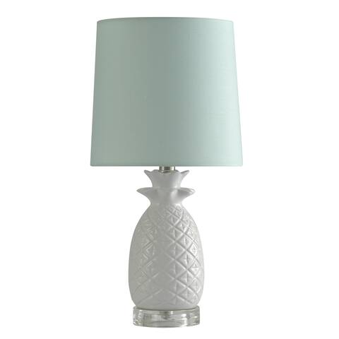 StyleCraft Ceramic White Table Lamp - Light Blue Shade