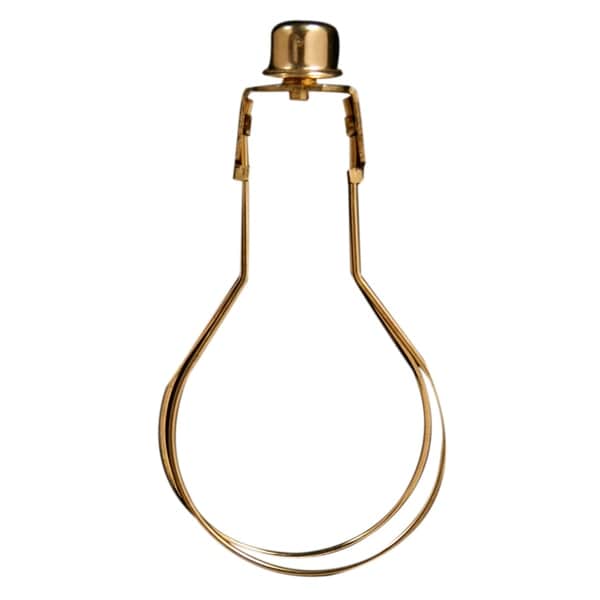 Royal Designs Heavy Duty Lampshade Clip Adapter with Finial for Round Light Bulbs, Polished Brass