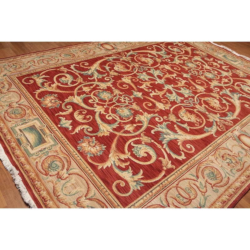 French Savonnerie Full Pile Traditional Hand Knotted Area Rug (9'x12') - 9' x 12'