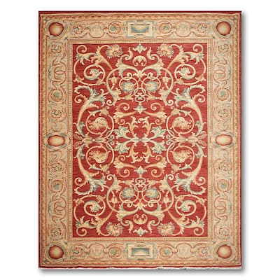 French Savonnerie Full Pile Traditional Hand Knotted Area Rug (9'x12') - 9' x 12'