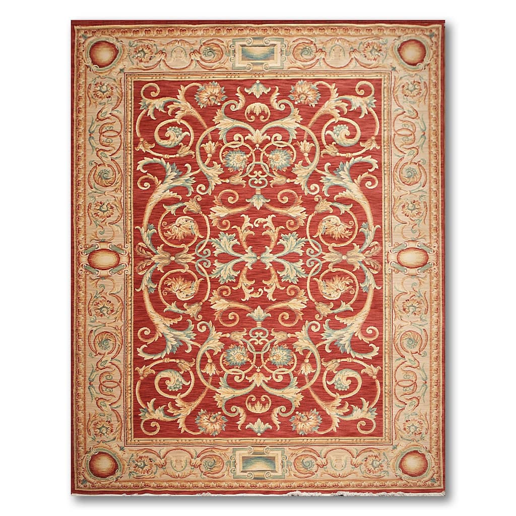 French Savonnerie Full Pile Traditional Hand Knotted Area Rug (9'x12') - 9' x 12'