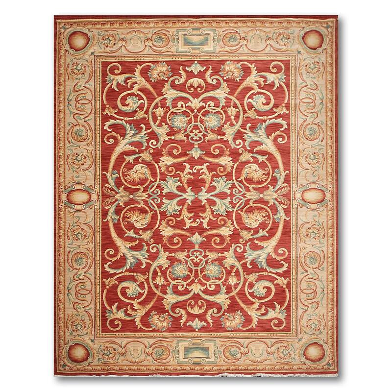 French Savonnerie Full Pile Traditional Hand Knotted Area Rug (9'x12') - 9' x 12'