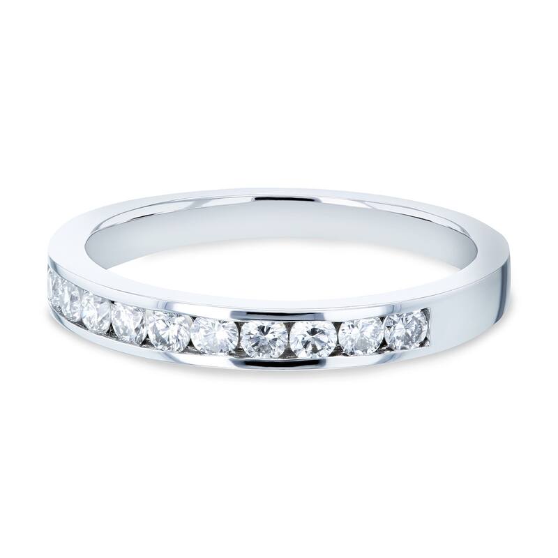 Kobelli 0.30 Carat Natural Diamond 18k Solid White Gold Round Brilliant Channel Band