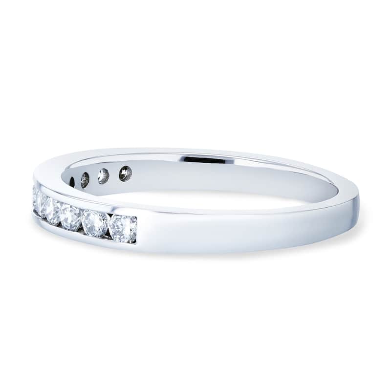 Kobelli 0.30 Carat Natural Diamond 18k Solid White Gold Round Brilliant Channel Band