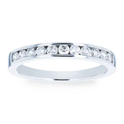 Kobelli 0.30 Carat Natural Diamond 18k Solid White Gold Round Brilliant Channel Band