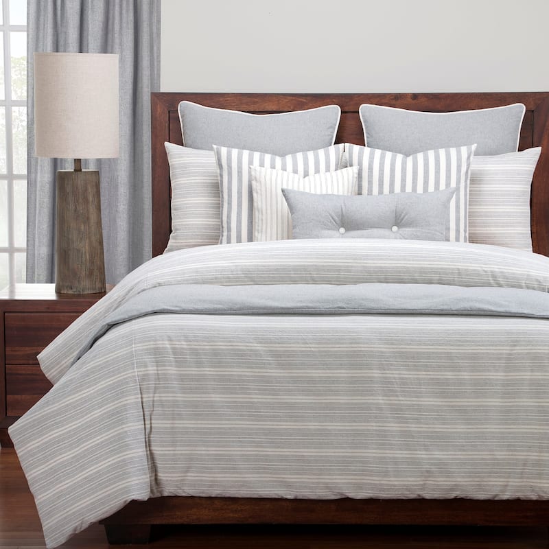 Siscovers Cottage Pewter Farmhouse Stripe Duvet and shams