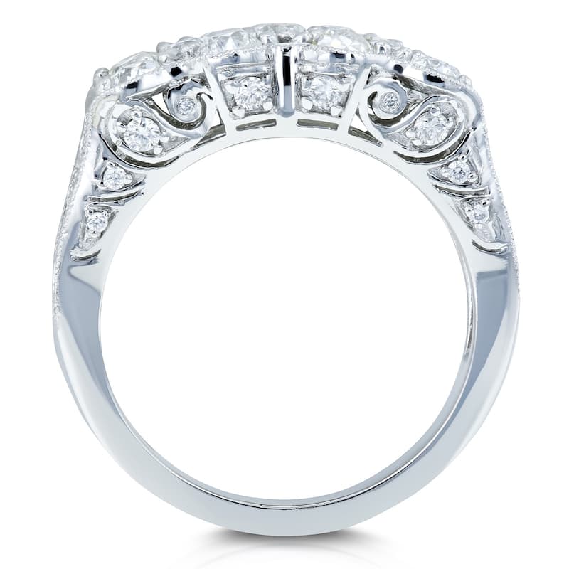 Kobelli 1.84 Carat Natural Diamond Platinum Old Mine Cut Wide Vintage Hourglass Curve Filigree Ring