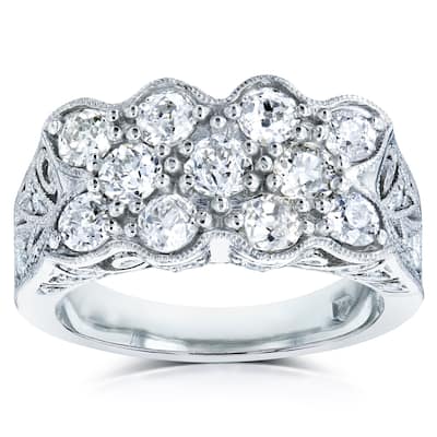 Kobelli 1.84 Carat Natural Diamond Platinum Old Mine Cut Wide Vintage Hourglass Curve Filigree Ring