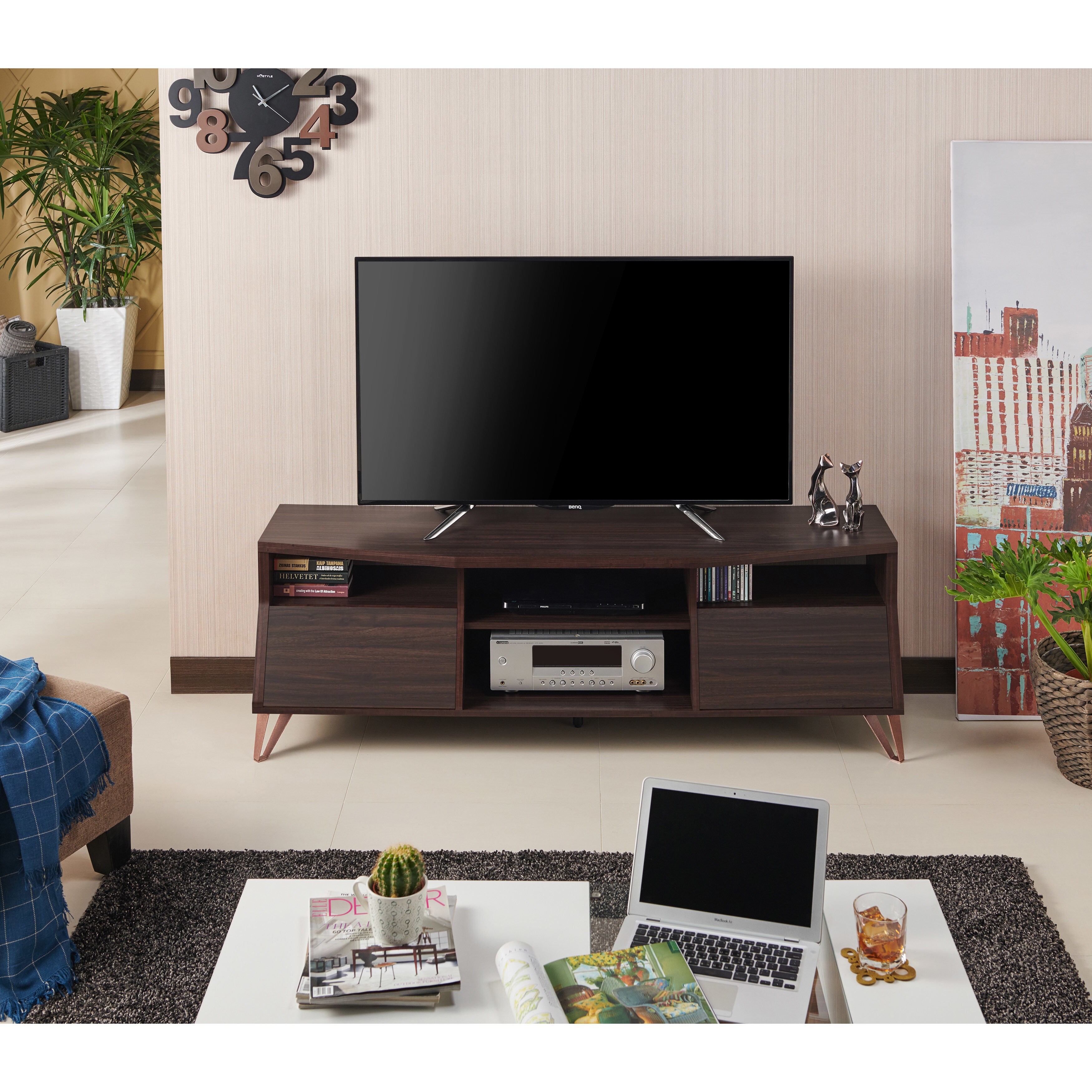 Furniture Of America Umer Contemporary 63 Inch Brown Tv Stand