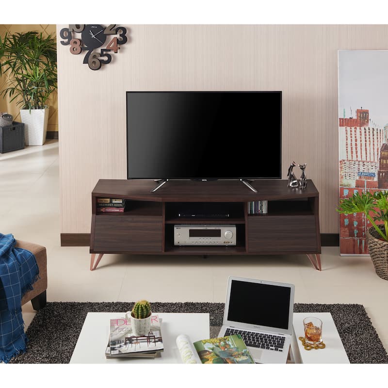 Umer Mid-Century Modern Brown 63-inch Multi-functional Storage TV Console by Furniture of America